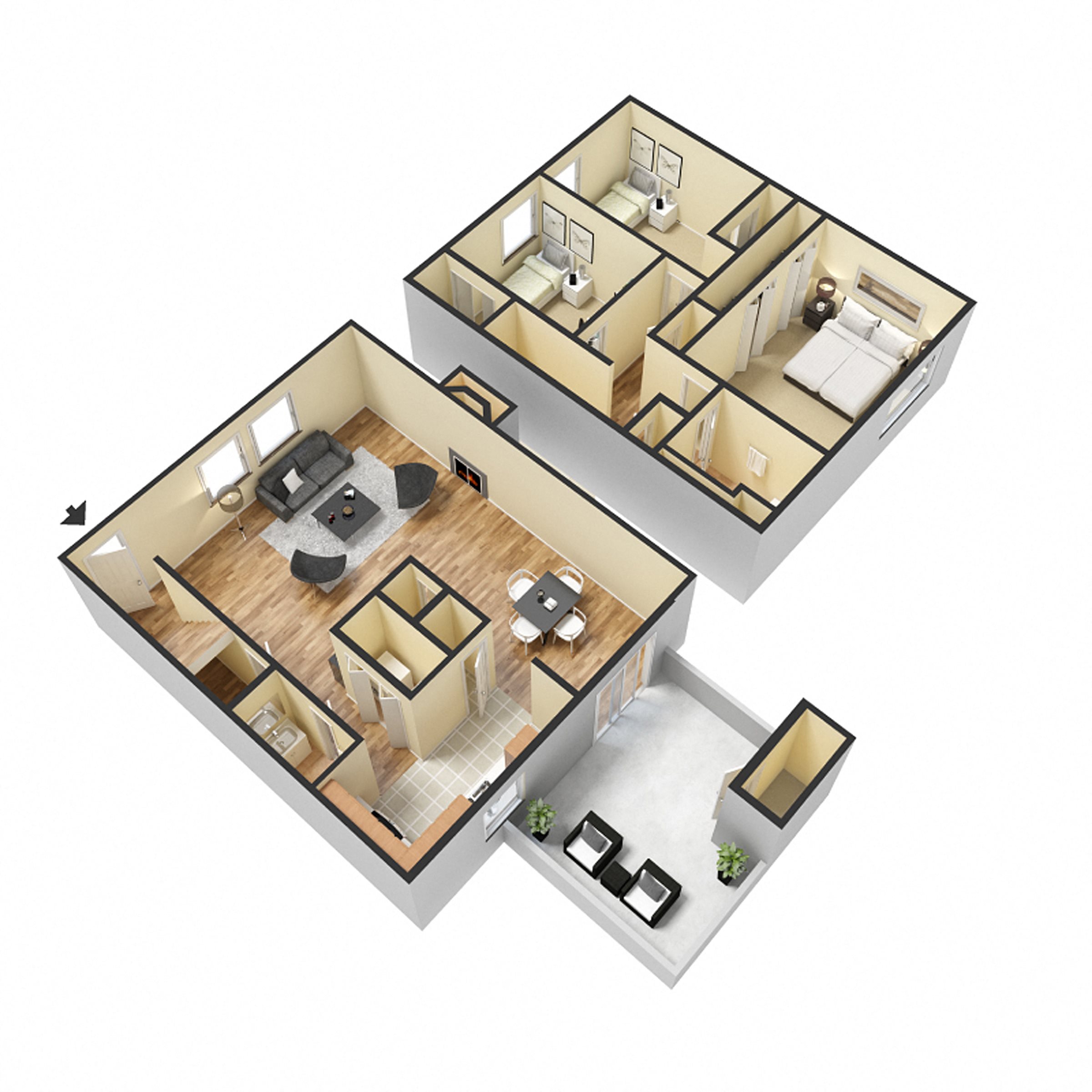 3 Bedroom Townhome Floor Plan 8